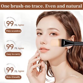 2Pcs Makeup Brush,Ultra Thin Foundation Brush Liquid Cream Flawless Powder,Flat Makeup Brushes Super Flat Top Thin Traceless(Black）