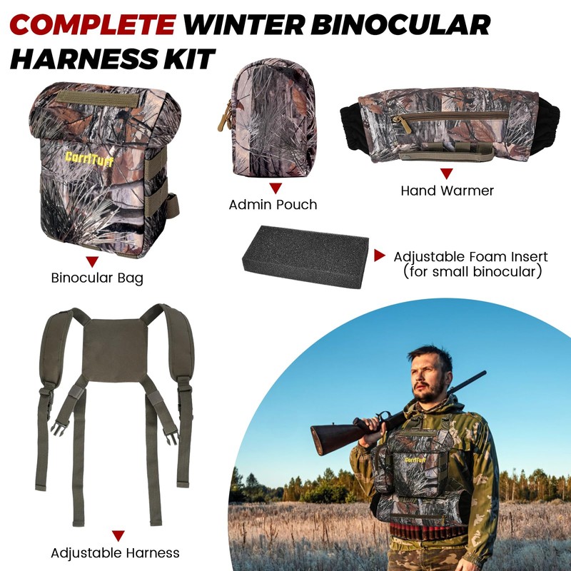 CarriTurf Binoculars Harness with Rangefinder Pouch (PRO-Silent&Waterproof)