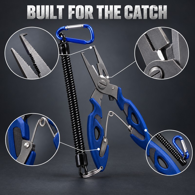Stainless Steel Fishing Pliers for Line Cutting – Compact Hook