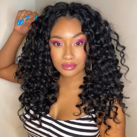 Toyotress Ocean Wave Crochet Hair - 14 Inch 8 Packs Short Bob Jet Black Crochet Braids, DeepTwist Curly Synthetic Braiding Hair Extensions (14 Inch, #1-8P)