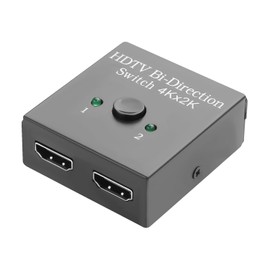 QIANRENON HDMI 1 in 2 Out Splitter Adapter 4K@60hz HDMI 1.4 2 in 1 HDTV Bi-Direction Selector Switcher 2 in 1 Out HDMI Manual Switch, Metal Shell LED Light, for Computer Monitor Projector
