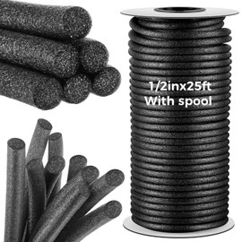 MotiMind 1/2 Inch x 25 ft Foam Backer Rod for Gaps Joints Concrete Crack Filler Caulk Saver Bulk Foam Backing Rod Concrete Filler Rope for Weather Stripping Door Seal (Black)