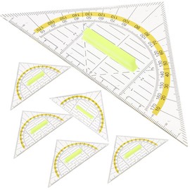STOBOK 6Pcs Triangle Ruler Transparent Triangle Ruler Set Triangular Scale Architectural Ruler 45 Degrees Plastic Stationery Math Geometry for Students Architects