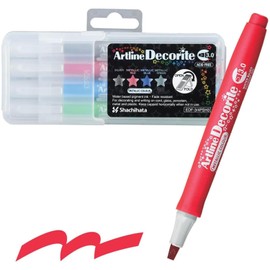 Artline Shachihata Decorite EDF-3 Wet Erase Markers, 3.0mm Flat Tip, Metallic Markers for Arts & Crafts, Fade-Resistant, Ideal for Overpainting & Layering - Metallic Red, Blue, Green & Silver 4-Pack
