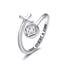 HUKKUN Narcotics Anonymous Ring Sterling Silver Na Recovery Medallion Jewelry Gift for Women Addiction