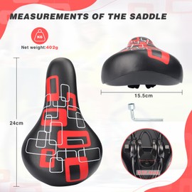 WEEROCK Kids Bike Seat, Child Bike Seats for 14" 16" 18" 20" 24" Kids' Bicycle, Children Bike Replacement Saddle for Boys Girls Bicycles, Black Red