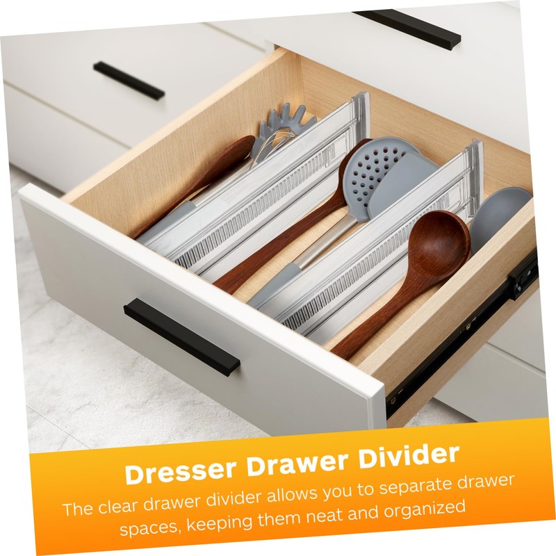 SHINEOFI 6 Pcs Expandable Clear Drawer Dividers Adjustable Organizers for