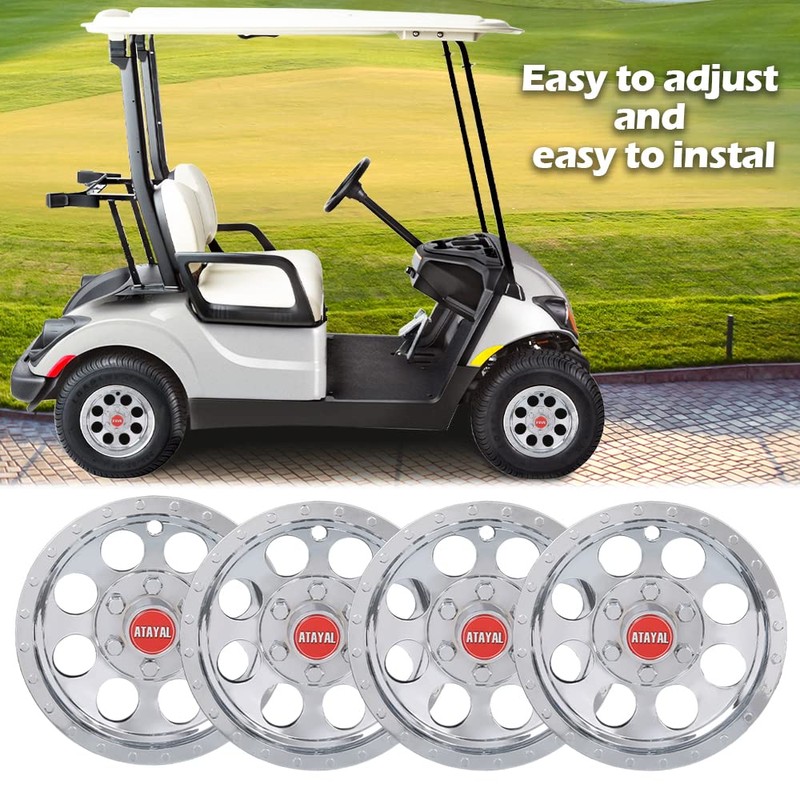 G-PLUS 10" Chrome Wheel Cover Hub Caps Compatible with EZGO