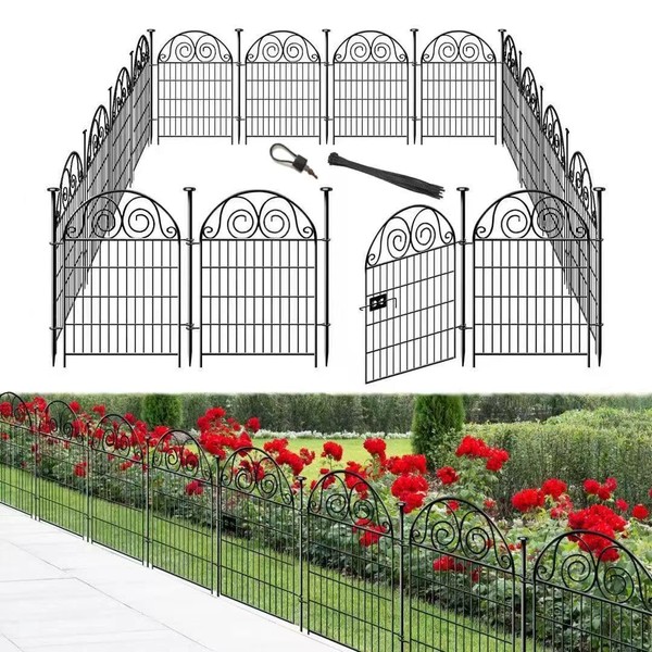Getlay Tall Garden Fence Animal Barrier with Gate, 32 in(H)