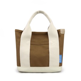 Wowcarbazole Women's Canvas Tote Bag, Partitioned, Mini Tote, Small, Handbag, Mini Bag, Stylish, Cute, Lightweight, for Walks, Shopping, Travel, Commuting, Unisex, 21 x 23 x 15 cm