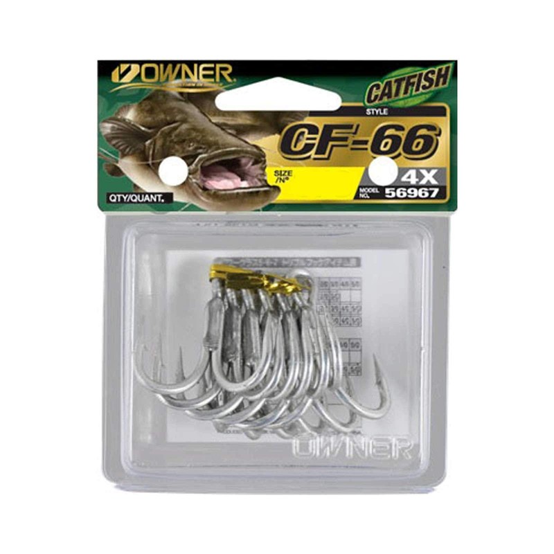 Owner CF-66 Catfish Treble Hooks Size 2/0 Pack of 5