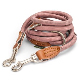 Leisegrün Dog Lead for Small Dogs, 2 Metres, Adjustable to 3 Positions, Only 160 g Lightweight, 2 m, Dusky Pink