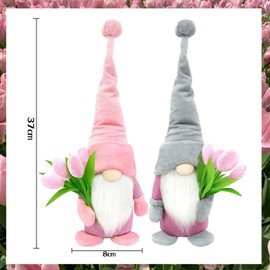 Easter Gnome Dolls, Pack of 2 Spring Decoration Gnome Figures, Easter Plush Dwarf, Swedish Gnome Dolls, Spring Faceless Doll Dwarf, for Easter and Spring Holiday Decoration (M3)