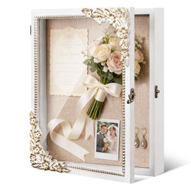 11x14 Shadow Box Frame, Vintage Gold & White Wood Display Case