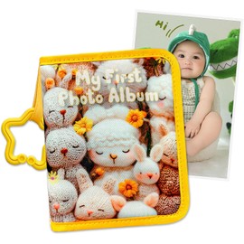 Baby’s My First Family Album – Soft Photo Cloth Book with Baby-Safe Mirror – Holds 17 4x6 Photos