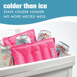 Cool Coolers by Fit & Fresh 2 Pack Soft Ice Packs for Cooler, Flexible Stretch Nylon, Lunch Box Ice Packs, Ice Packs for Lunch Boxes, Large Reusable Freezer Packs, Hot Pink