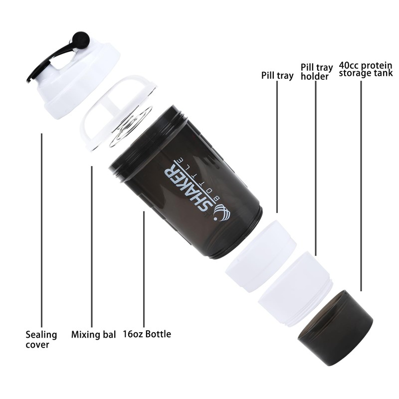 XTKS Shaker Bottle - Protein Shaker Cup with Storage Compartments