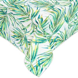 YiHomer Indoor Outdoor Tabletop for Spring Summer Decorations, Picnics and Dinner Parties - Stain and Water Resistant, Palm Leaves Dream, Zipper Tablecloth, 60 x 120 Rectangle with Umbrella Hole