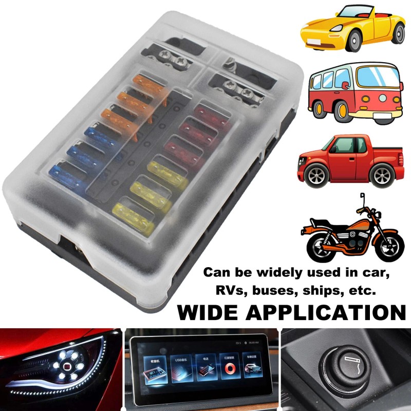 Autoxbert 12-Way Fuse Blade Box Holder LED Block Indicator 12V