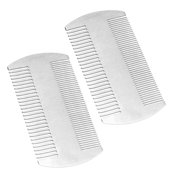 Portable Metal Beard & Hair Comb, 2 Pack Stainless Steel
