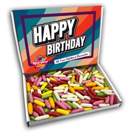Liquorice Comfits Gift Box Happy Birthday Hamper (RETRO BIRTHDAY FRONT)