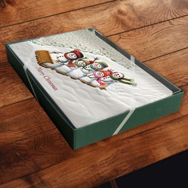 Pumpernickel Press Embossed Christmas Greeting Cards Boxed Set – Tobogganing, 16 Count