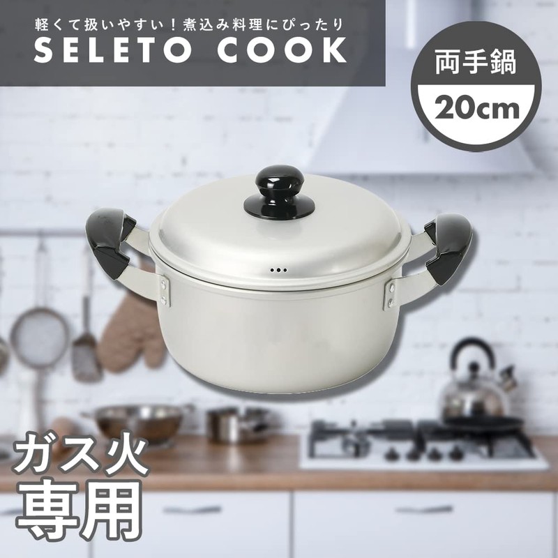 Pearl Metal HB-6435 Two-Handled Pot, 7.9 inches (20 cm), Aluminum,
