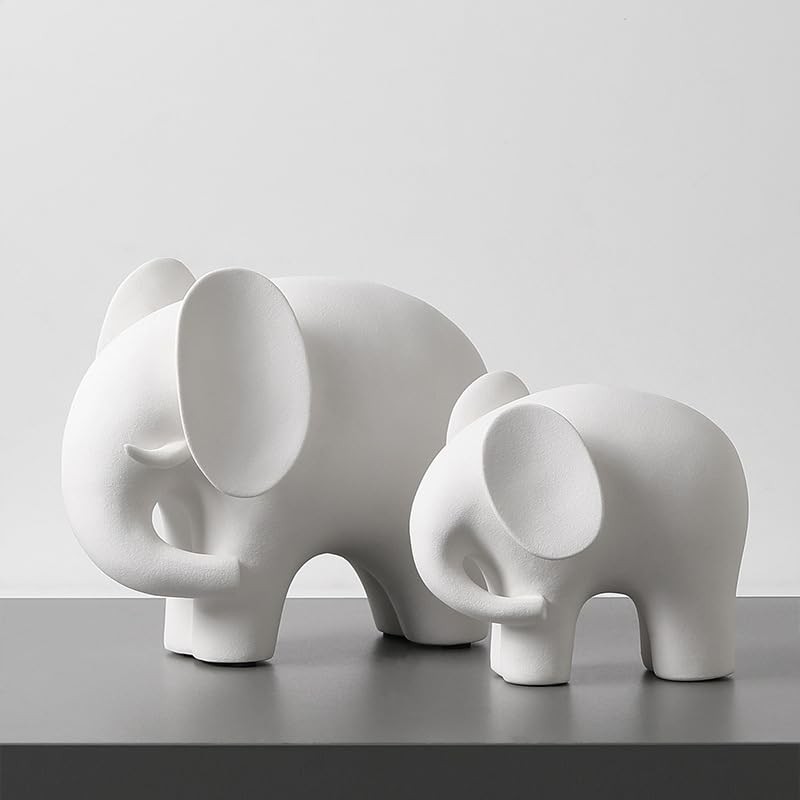REEZHEE Modern Simple Ceramic White Elephant Living Room Home Office