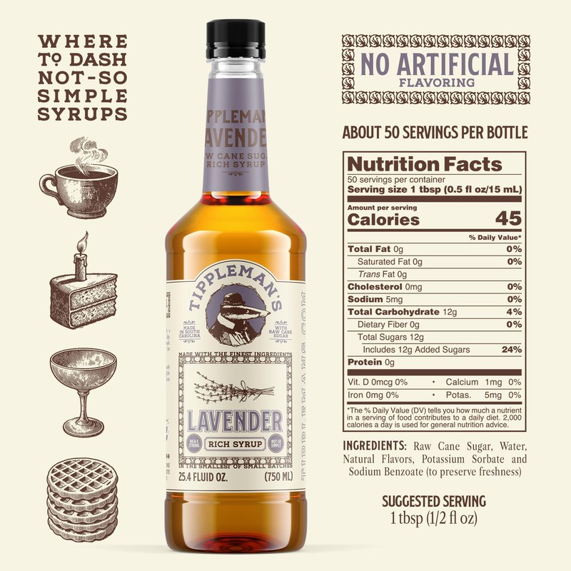 Tippleman's Lavender Coffee Syrup - Rich Flavor for Hot or