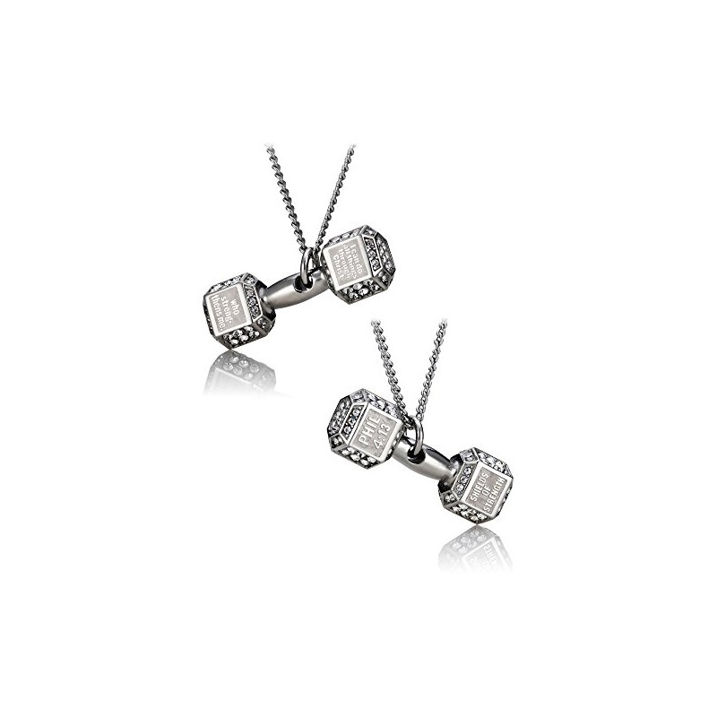 Shields of Strength Women's Crystal Dumbbell Necklace - Phil 4:14