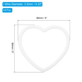 PATIKIL 3 Inch Heart Dream Catcher Rings, 6 Pcs Plastic Macrame Wreath Floral Ring Hoop for Home Car DIY Craft Wedding Wall Hanging Decorations, White