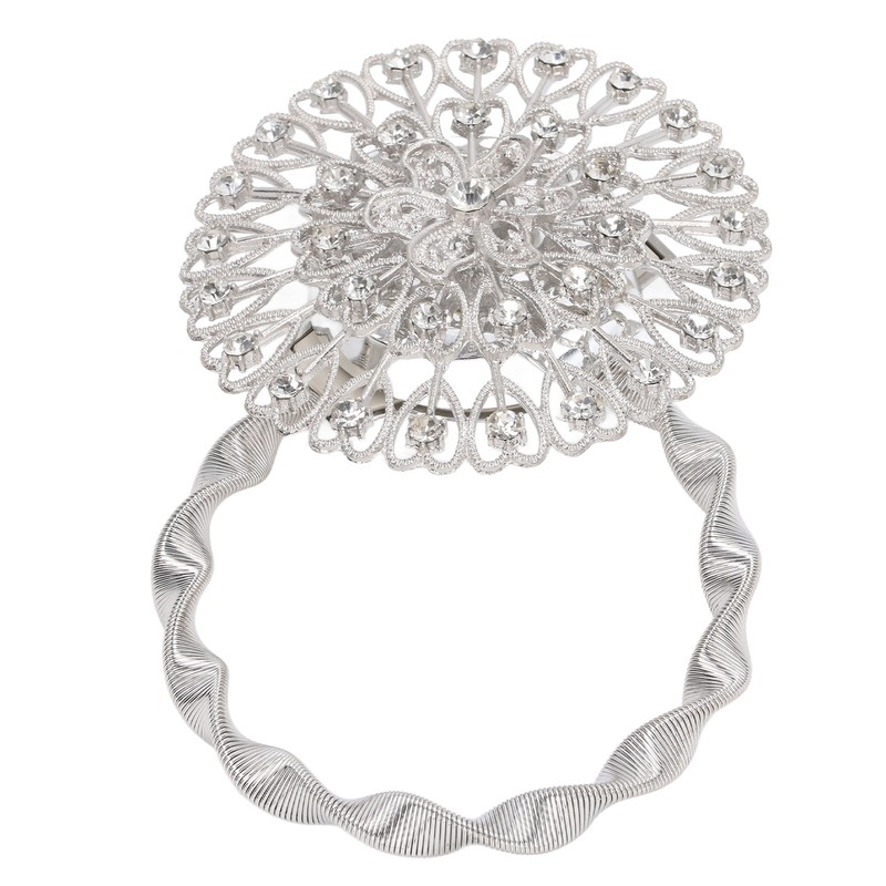 2Pcs Magnetic Curtain Tiebacks Stainless Steel Sparkling Crystal Flower Curtain