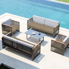 Easy-Going Patio Furniture Non-Slip Cushion Covers Outdoor Seat Cushion Waterproof Covers with Zipper 20x18x4 in 4 Pieces, Camel