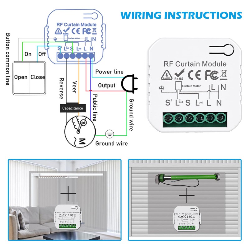 Wireless Roller Shutter Control Retrofit Set, Roller Shutter Motor Control,