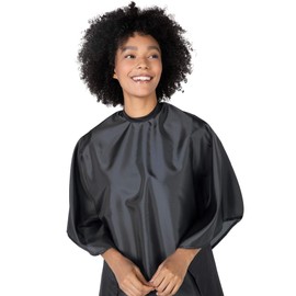 Betty Dain Whisper Styling Cape, Lightweight Fabric, Water Resistant Nylon, Snap Closure, Easy Care, Wrinkle Free, Black, 45 inches wide x 55 inches long
