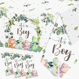 3pcs Dinosaur Baby Shower Tablecloth for Boy Dino Baby Shower Decorations Disposable Waterproof It's a Boy Table Cover, Dinosaur Theme Baby Boy Shower Party Supplies, 43in x 70in