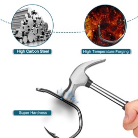 9KM DWLIFE 50 Stück Karpfenangeln Klauenhaken aus Hartstahl mit Widerhaken Köderhalter Angelhaken Teflonbeschichtete abgewinkelte Karpfenangelhaken für Süß- und Salzwasser, Größe 4#