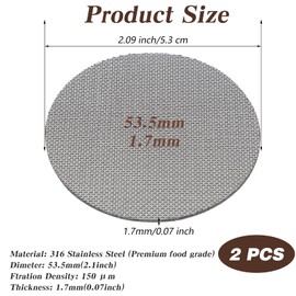 Classicseali 2 Stück Espresso Sieb für Siebträger,1.7mm Dicke Puck Screen,Siebträger Sieb,Wiederverwendbar Gesinterte Puck Edelstahl Filter 53.5mm für Espresso Coffee Siebträgers Zubehör