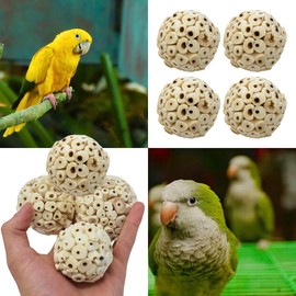 Bonka Bird Toys 2354 Pk4 Small Sola Atta Ball, 1.75"-2" Diameter, Soft Natural Sola Plant Material, Ideal Chew and Foot Toy for Conures, Ringnecks, Parakeets and Similar Breed Sizes