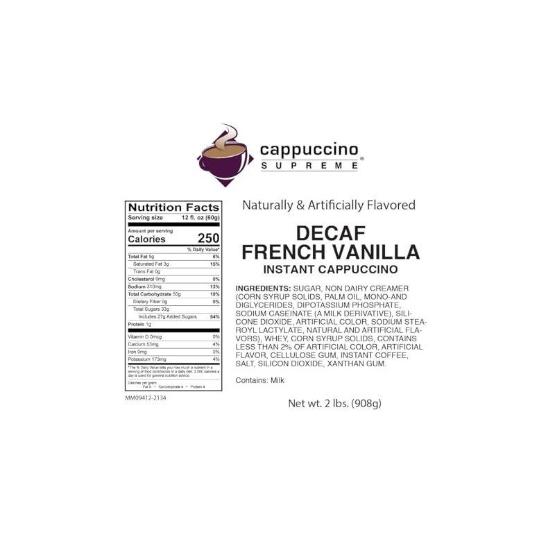 Cappuccino Supreme 2 lb bag Decaf French Vanilla Cappuccino Mix