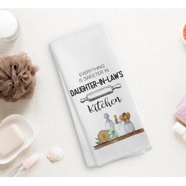 NOQL Daughter in Law's Kitchen Towels and Dishcloths, Daughter in Law Gifts Gift for Mothers Day Christmas, Daughters Drying Cloth Hand Towels Tea Towel for Kitchen, 16×24 in