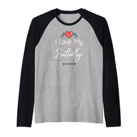I Love My Butterfly Cute Mothers Day Design Gift Raglan Baseball Tee