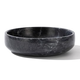 Tazón decorativo grande de 6.7 pulgadas, cuencos decorativos de mármol natural para decoración del hogar, centro de mesa (negro)