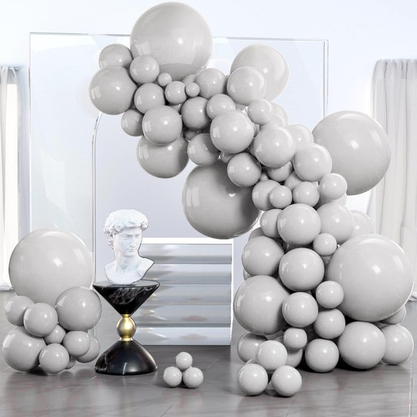 PartyWoo Gray Balloons 140pcs Different Sizes Pack of 18 12