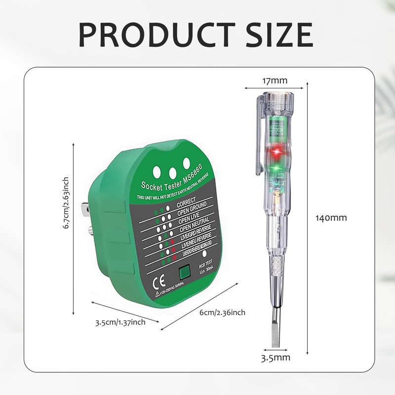 Socket Tester,Plug Socket Tester UK, 220v-250v Electric Socket Tester, RCD