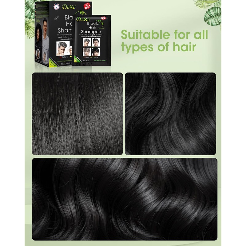 MQUPIN Hair Dye Shampoo Semi-Permanent, Black 10 count (Pack of