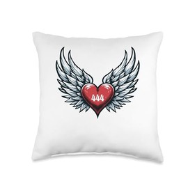 Angel Number 444 Heart And Wings Of Angel Number Spiritual Throw Pillow