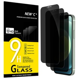 NEW'C 3 Pack Privacy for iPhone 12 Mini Screen Protector (5.4"), Enhanced 28-Degree Privacy Angle, Ultra Durable 9H Hardness, Bubble-Free