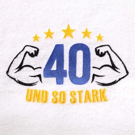 Abc Casa 40th Birthday Gift Towel with Embroidered Muscles for Men - A Useful Gift for 40 Years - A Wonderful Gift Idea for 40th