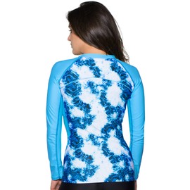 Tuga Women's 1/4 Zip Rash Guard, UPF 50+, USA Made, Peaceful/Hawaii, Large